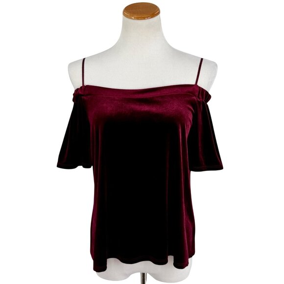 Burgundy Velvet Off-Shoulder Top | Luxe Date Night Holiday Party Y2K Goth Glam M - Picture 2 of 12